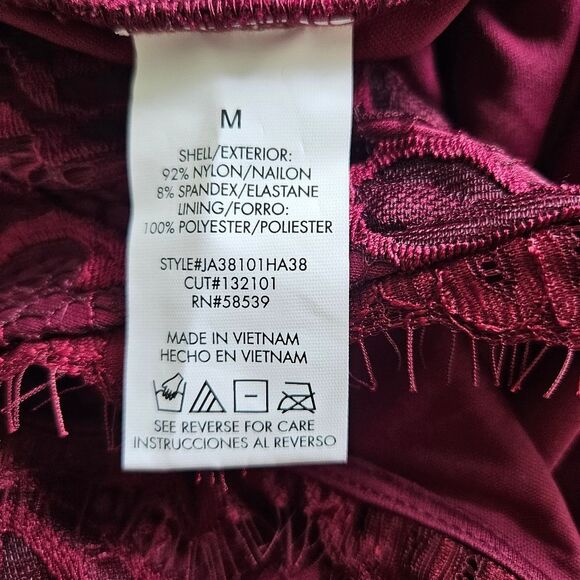 Speechless Wine Red Eyelash Lace Mini Dress Women's Medium Witchy Vamp High Neck - Picture 9 of 10